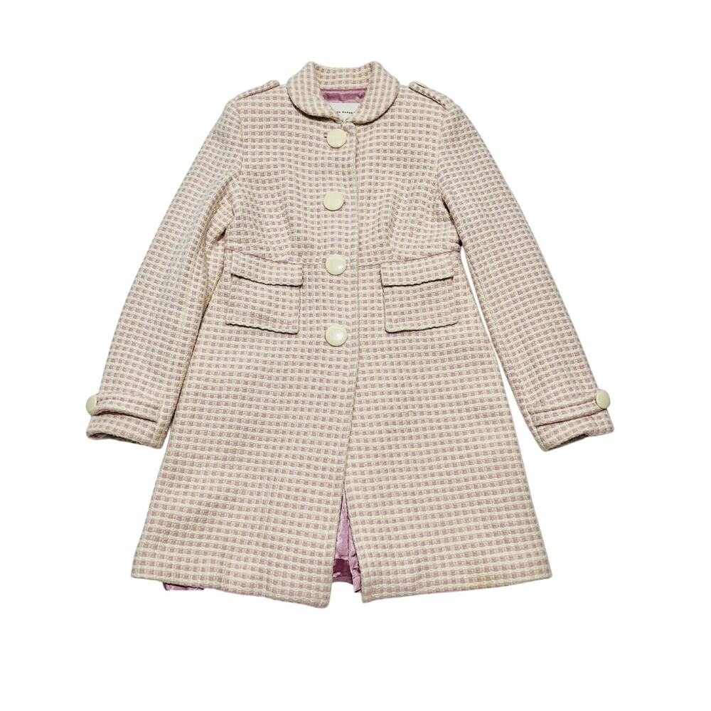 Banana Republic Peacoat Long Coat Size S Pink Cream Wool Blend Button Front